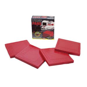 A box of red coasters with the packaging.