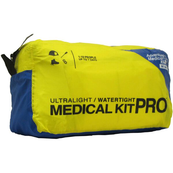 A yellow and blue medical kit bag.