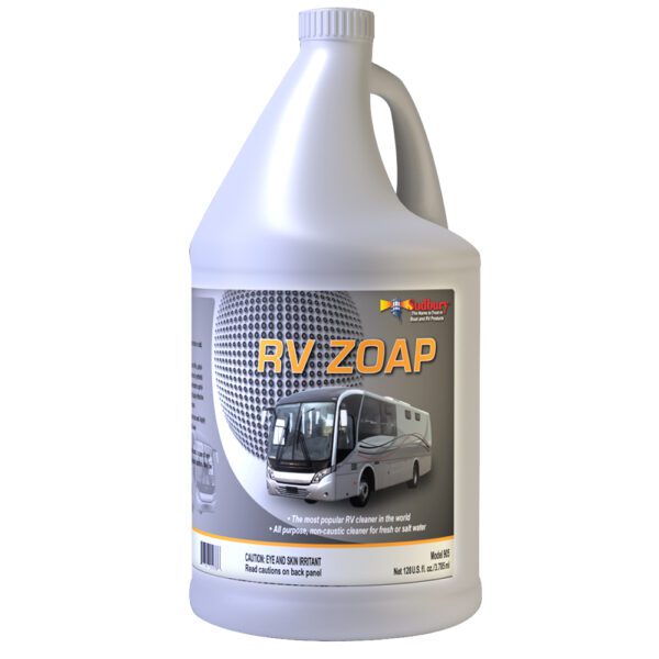 A gallon of rv zoap is shown.