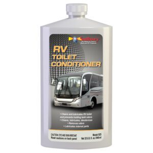 A bottle of rv toilet conditioner