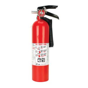 A fire extinguisher is shown with the label " fire-lite ".