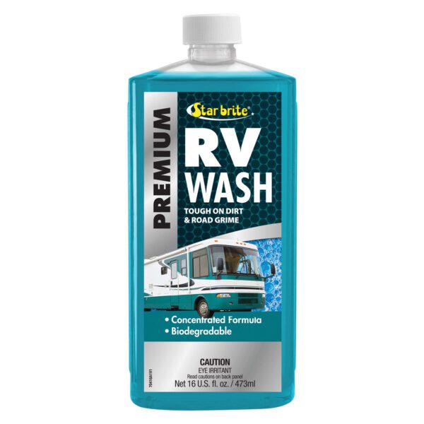 A bottle of rv wash is shown.