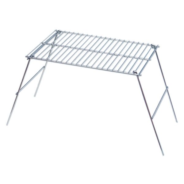 A grill rack with two legs on top of it.