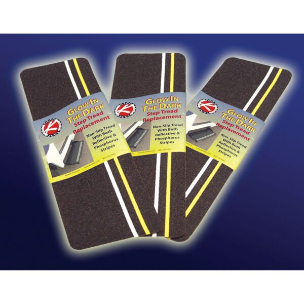 A set of three black and yellow mats.