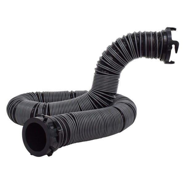 A black hose is connected to the end of it.