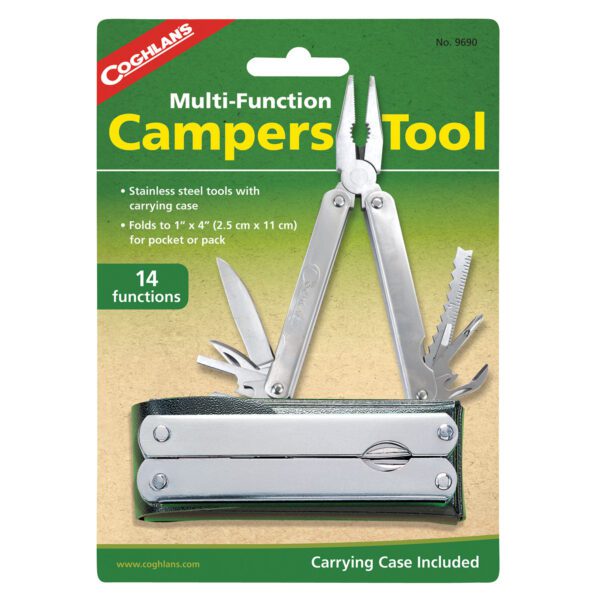 A picture of the product packaging for campers tool.