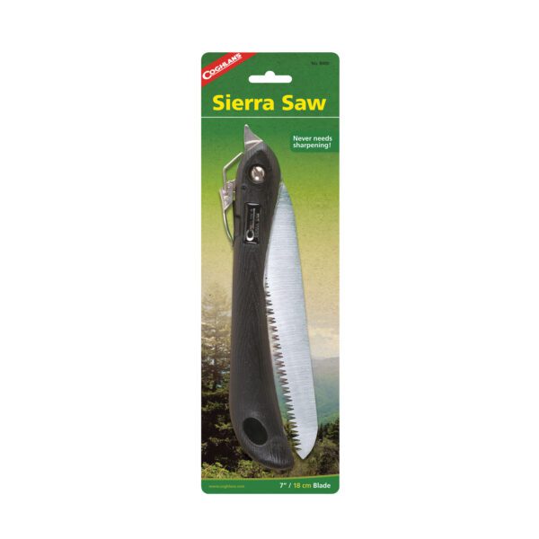 A package of sierra saw with a black handle and white blade.