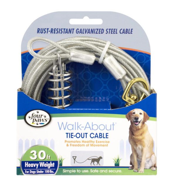 Four Paws Walk-About Tie-Out Cable Heavy Weight for Dogs up to 100 lbs