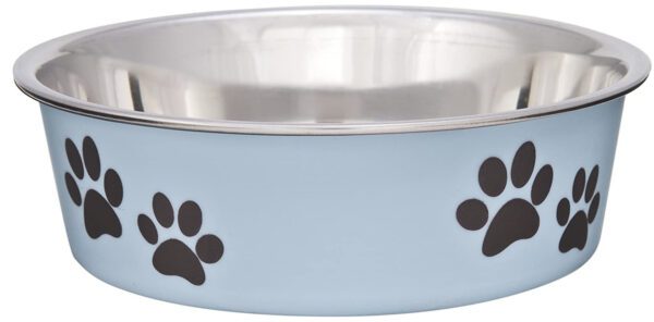 Loving Pets Stainless Steel & Light Blue Dish with Rubber Base