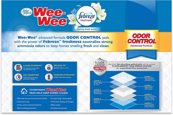 Four Paws Wee Wee Odor Control Pads with Fabreeze Freshness - Image 2