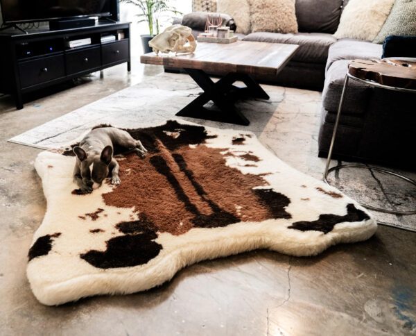 Paw Puprug Animal Print Memory Foam Dog Bed Brown Faux Cowhide - Image 2