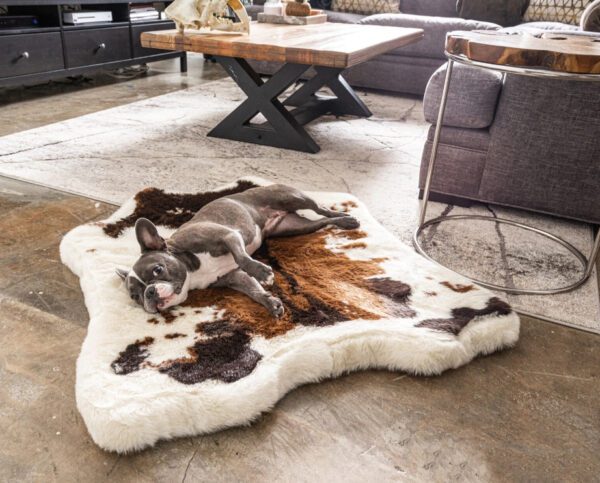 Paw Puprug Animal Print Memory Foam Dog Bed Brown Faux Cowhide - Image 4