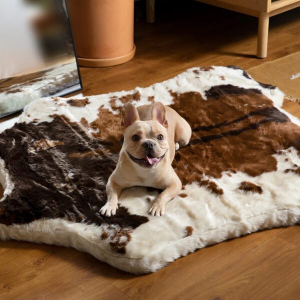 Paw Puprug Animal Print Memory Foam Dog Bed Brown Faux Cowhide - Image 5