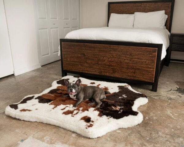 Paw Puprug Animal Print Memory Foam Dog Bed Brown Faux Cowhide - Image 7